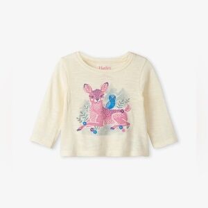 HATLEY Sweet Fawn Long Sleeve Graphic Tee (Baby) - White/Cream - Size 3-6 Months